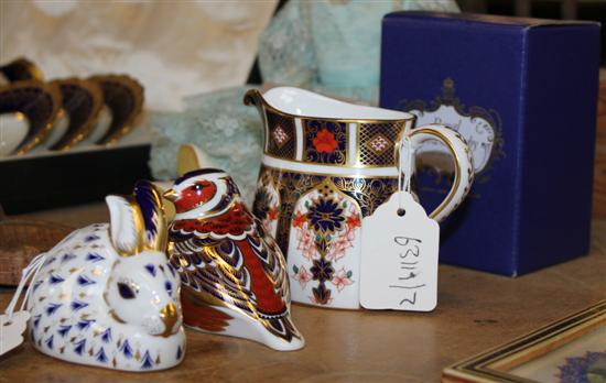 2 Royal Crown Derby paperweights and a 1128 pattern jug